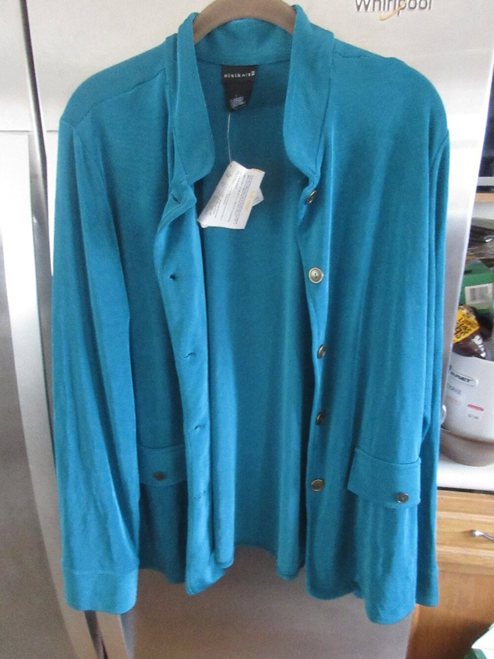 citiknits nwt timeless travelers knit teal cardigan new L easycare
